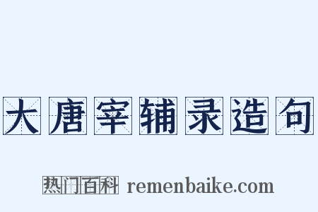 大唐宰辅录造句是什么意思的图片